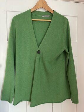 Cashmere Green Women's Cardigan with Single Button